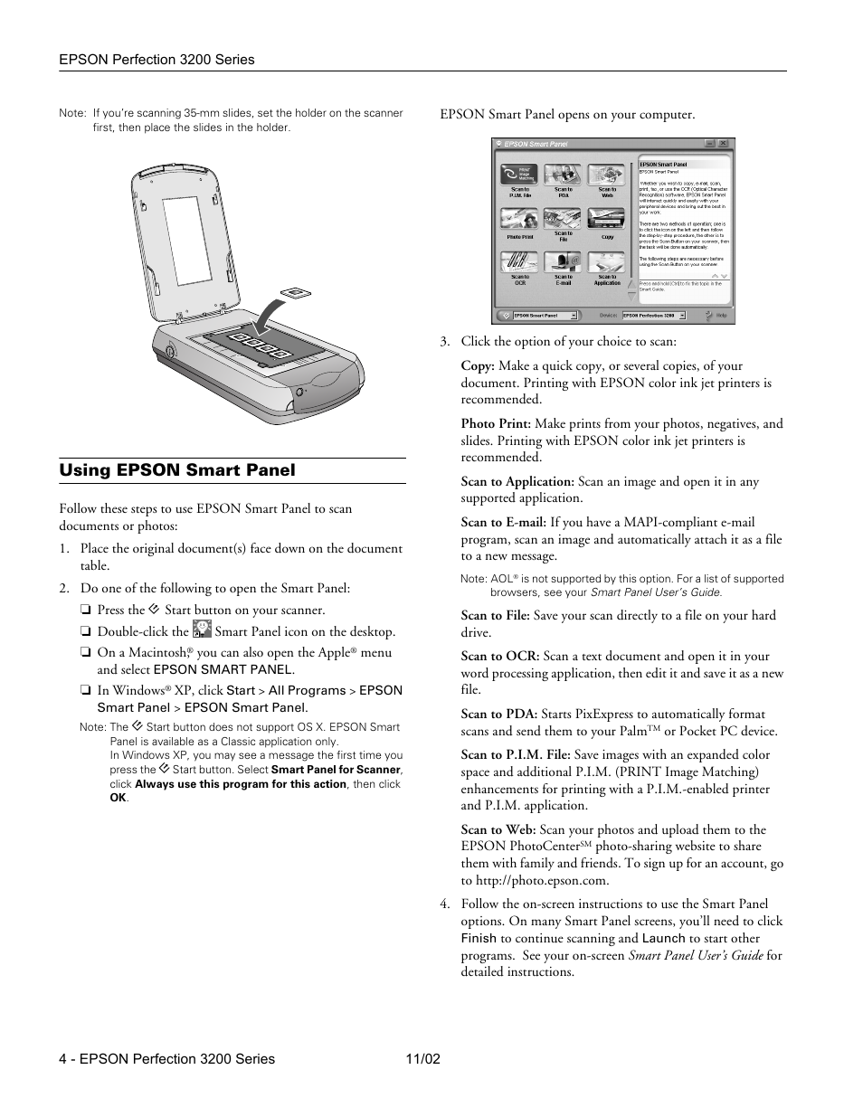 Using epson smart panel | Epson Perfection 3200 Series - 1 User Manual | Page 4 / 6