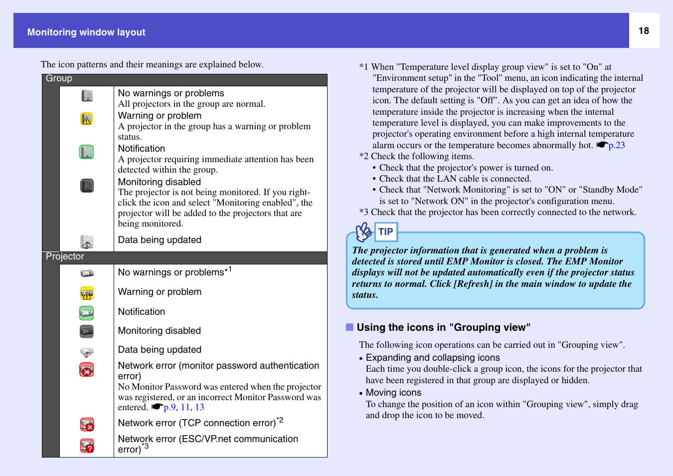 Using the icons in "grouping view | Epson V4.22 User Manual | Page 19 / 36