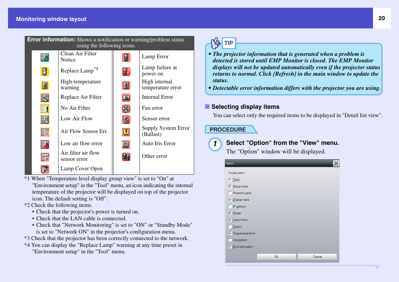 Selecting display items | Epson V4.22 User Manual | Page 21 / 36