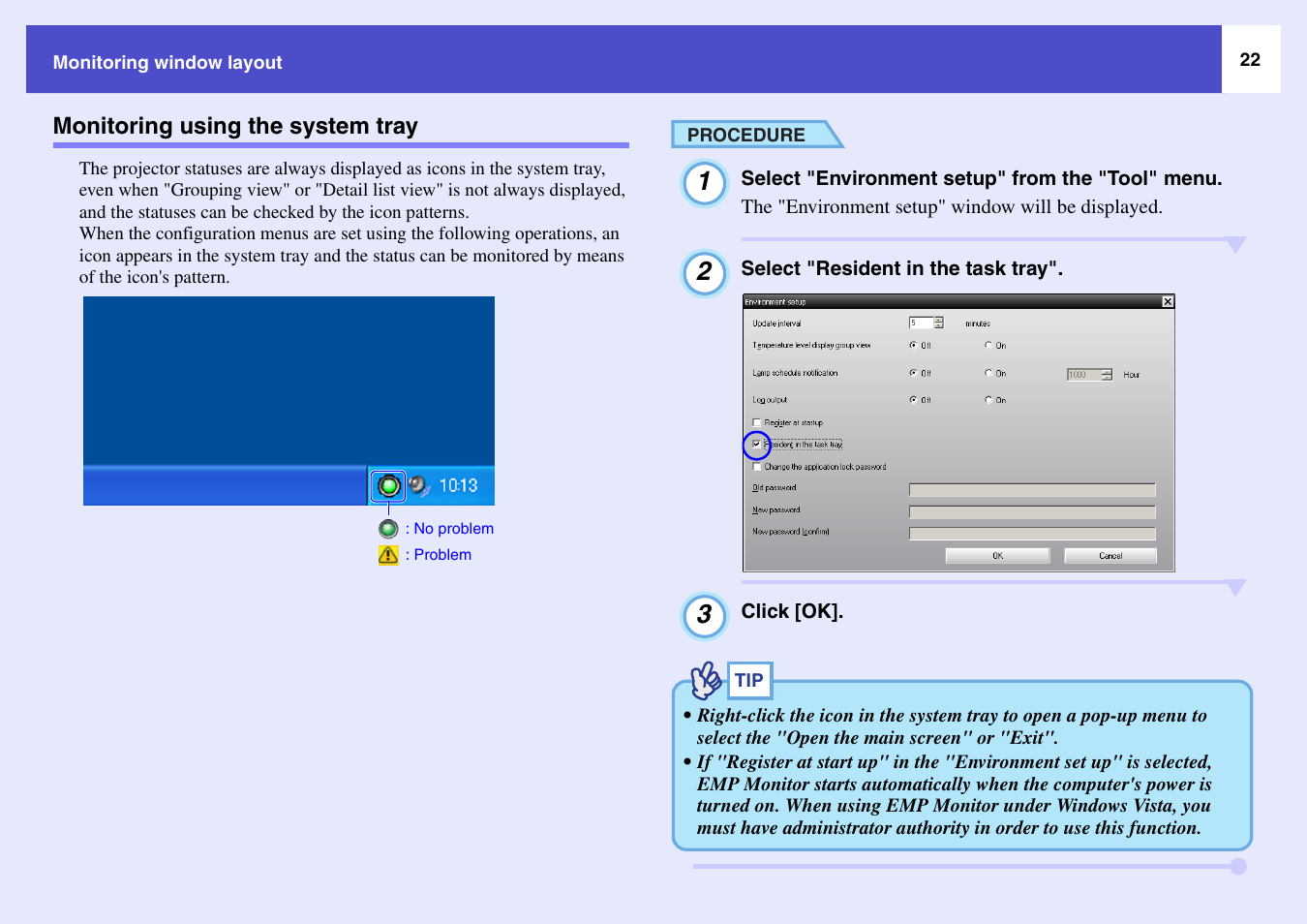 Monitoring using the system tray | Epson V4.22 User Manual | Page 23 / 36