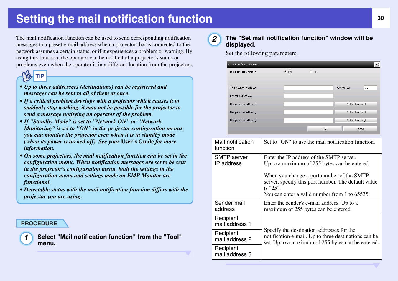 Setting the mail notification function | Epson V4.22 User Manual | Page 31 / 36