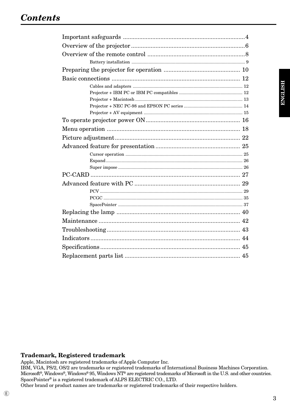 Epson LVP-X200A User Manual | Page 3 / 45
