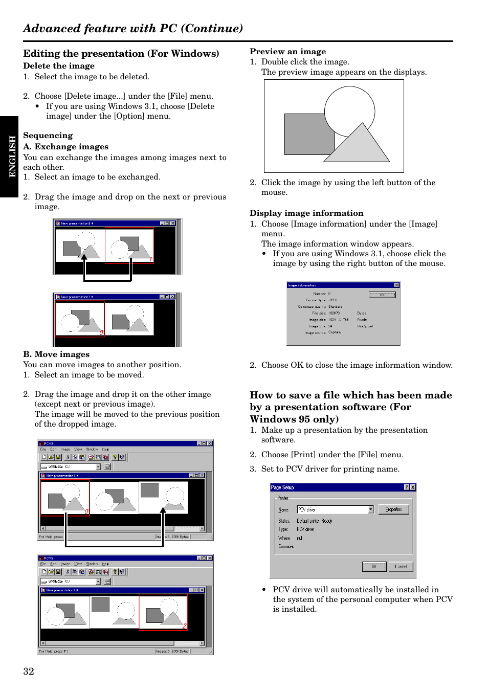 Advanced feature with pc (continue) | Epson LVP-X200A User Manual | Page 32 / 45