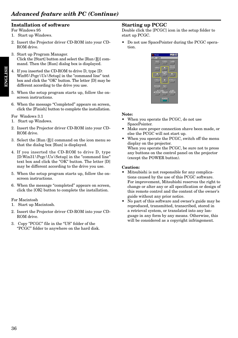 Advanced feature with pc (continue) | Epson LVP-X200A User Manual | Page 36 / 45