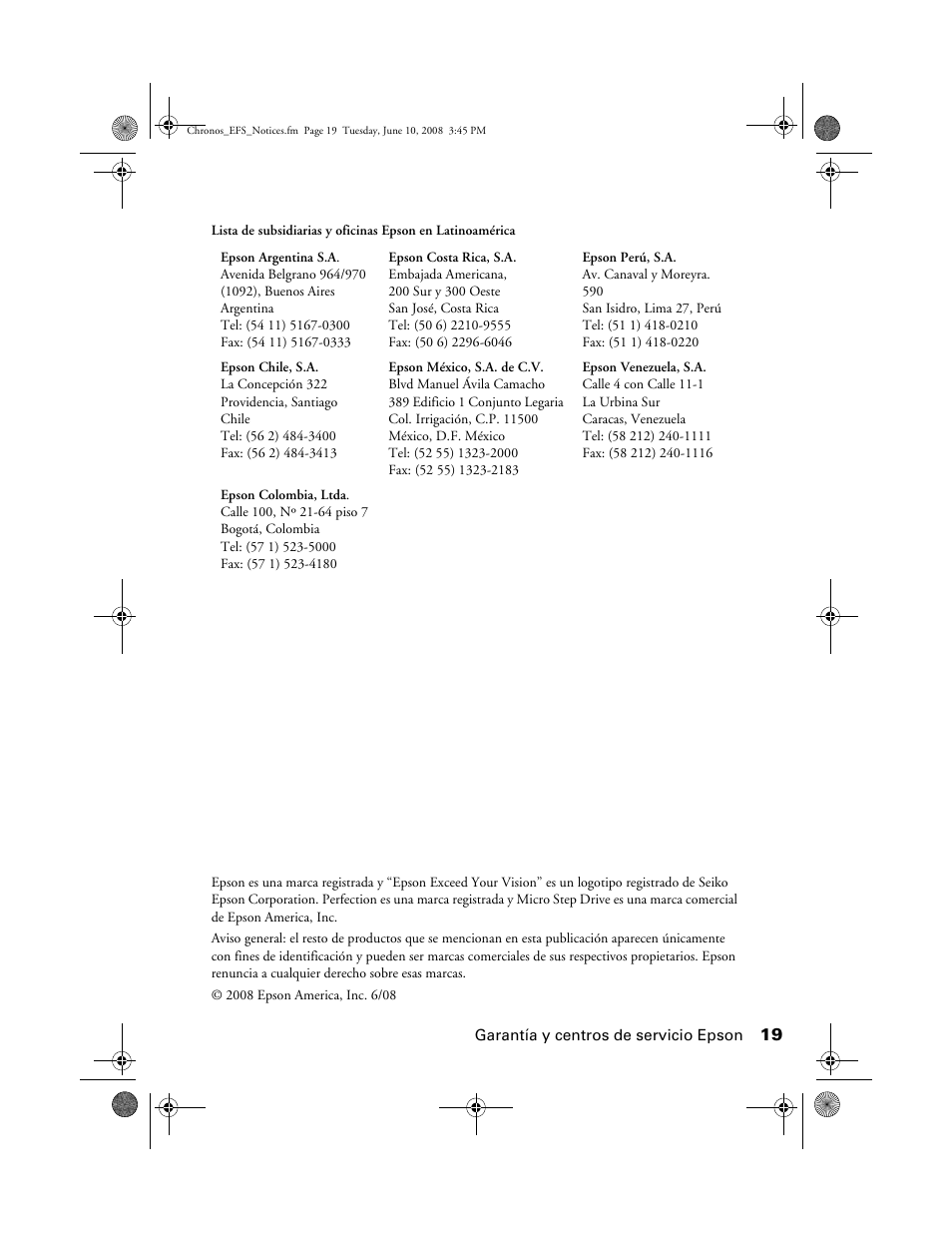 Epson V300 User Manual | Page 19 / 20