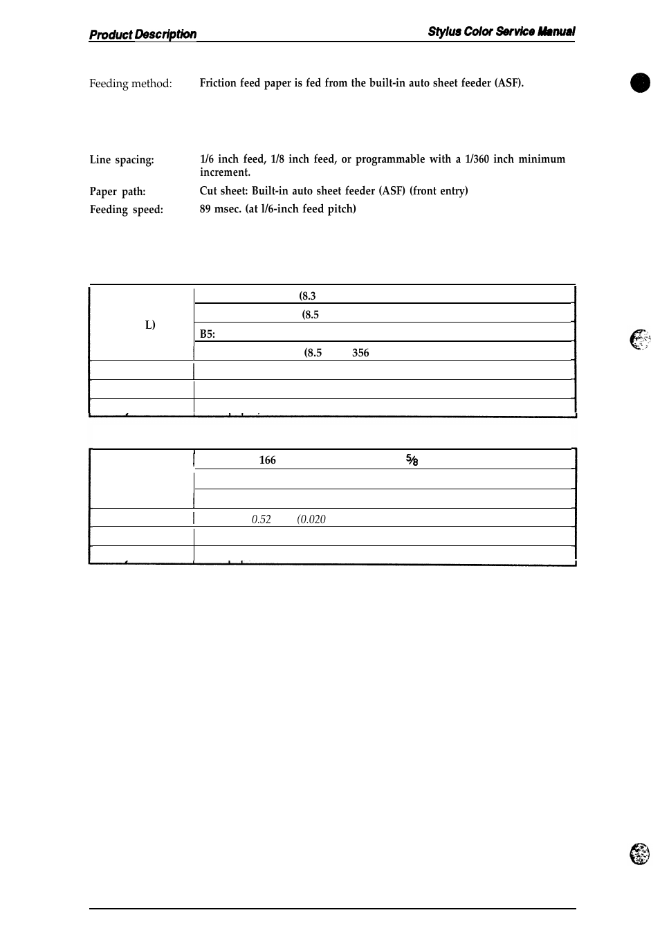 Paper handling specifications, Table 1-5. envelope specifications | Epson 4003353 User Manual | Page 12 / 133