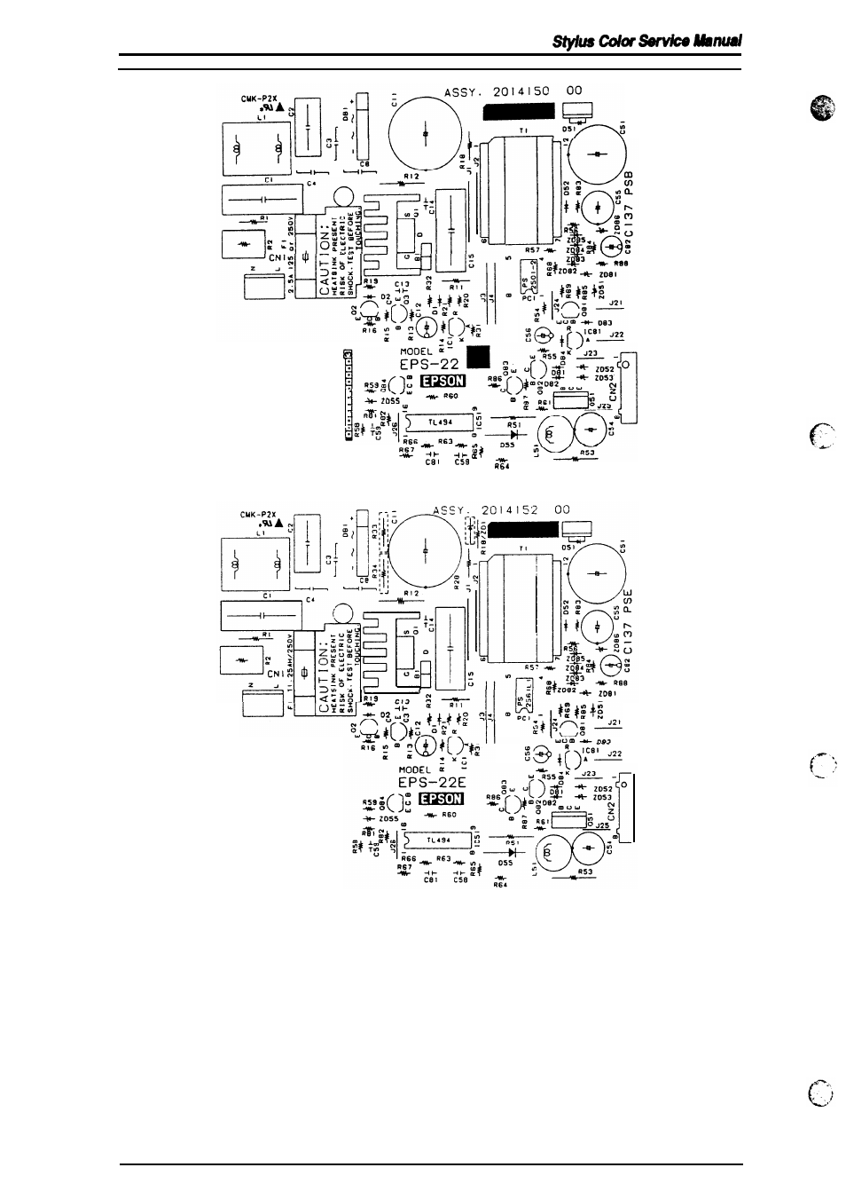 Figure a-8. c137 psb/pse board component layout | Epson 4003353 User Manual | Page 131 / 133