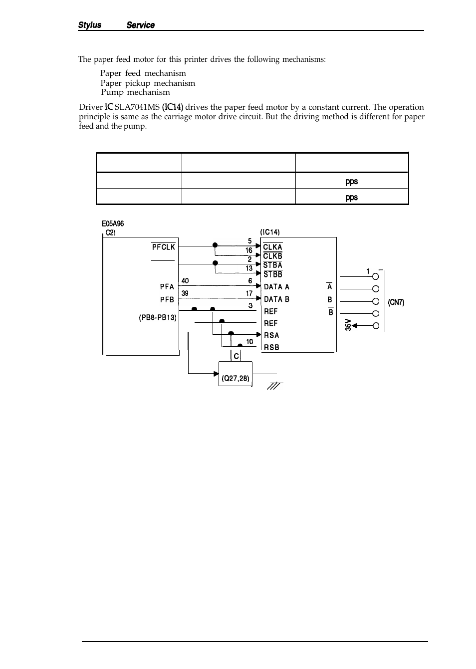 Paper feed motor drive circuit, Table 2-9. paper feed motor drive modes | Epson 4003353 User Manual | Page 49 / 133