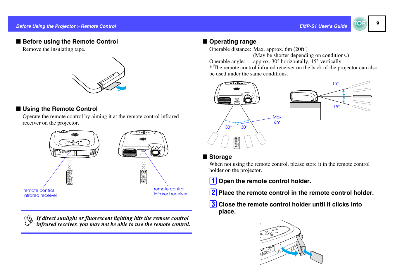 Ceiver | Epson 1EMP-S1 User Manual | Page 10 / 73