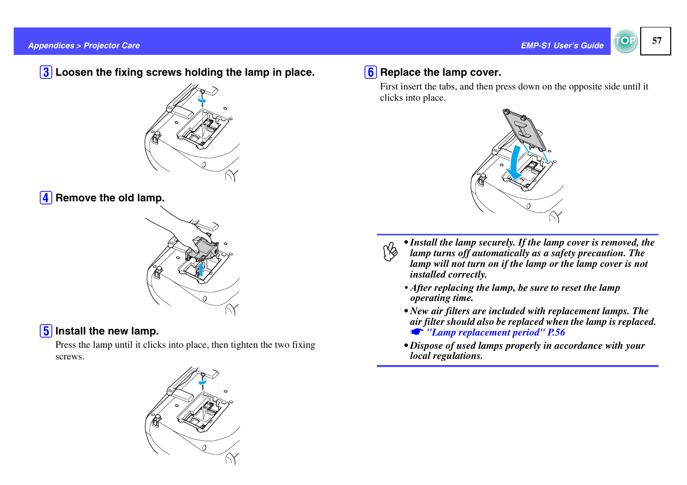Epson 1EMP-S1 User Manual | Page 58 / 73