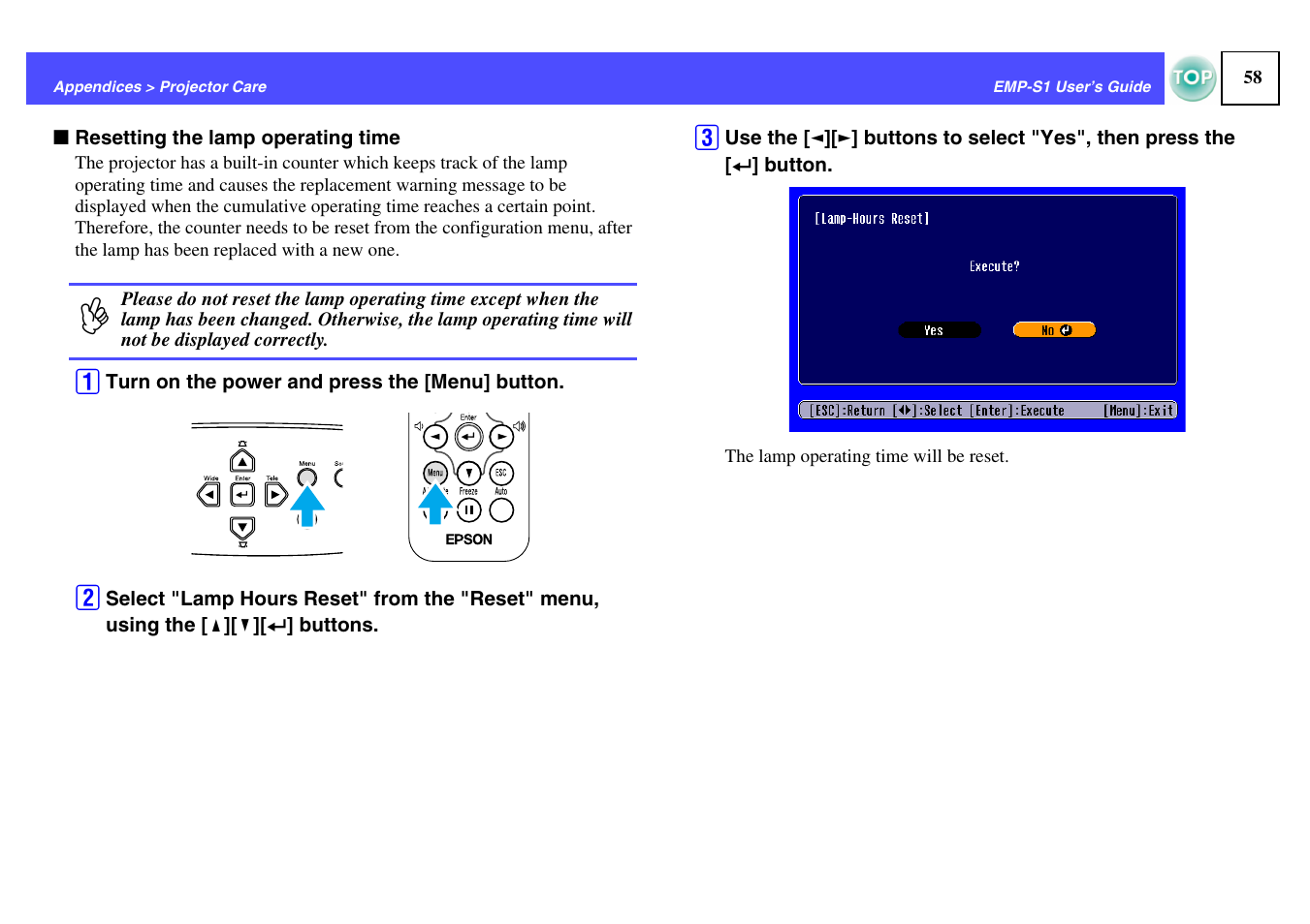 Epson 1EMP-S1 User Manual | Page 59 / 73