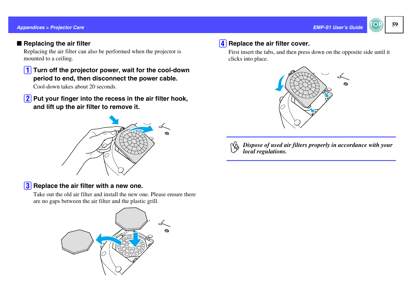 P.59 | Epson 1EMP-S1 User Manual | Page 60 / 73