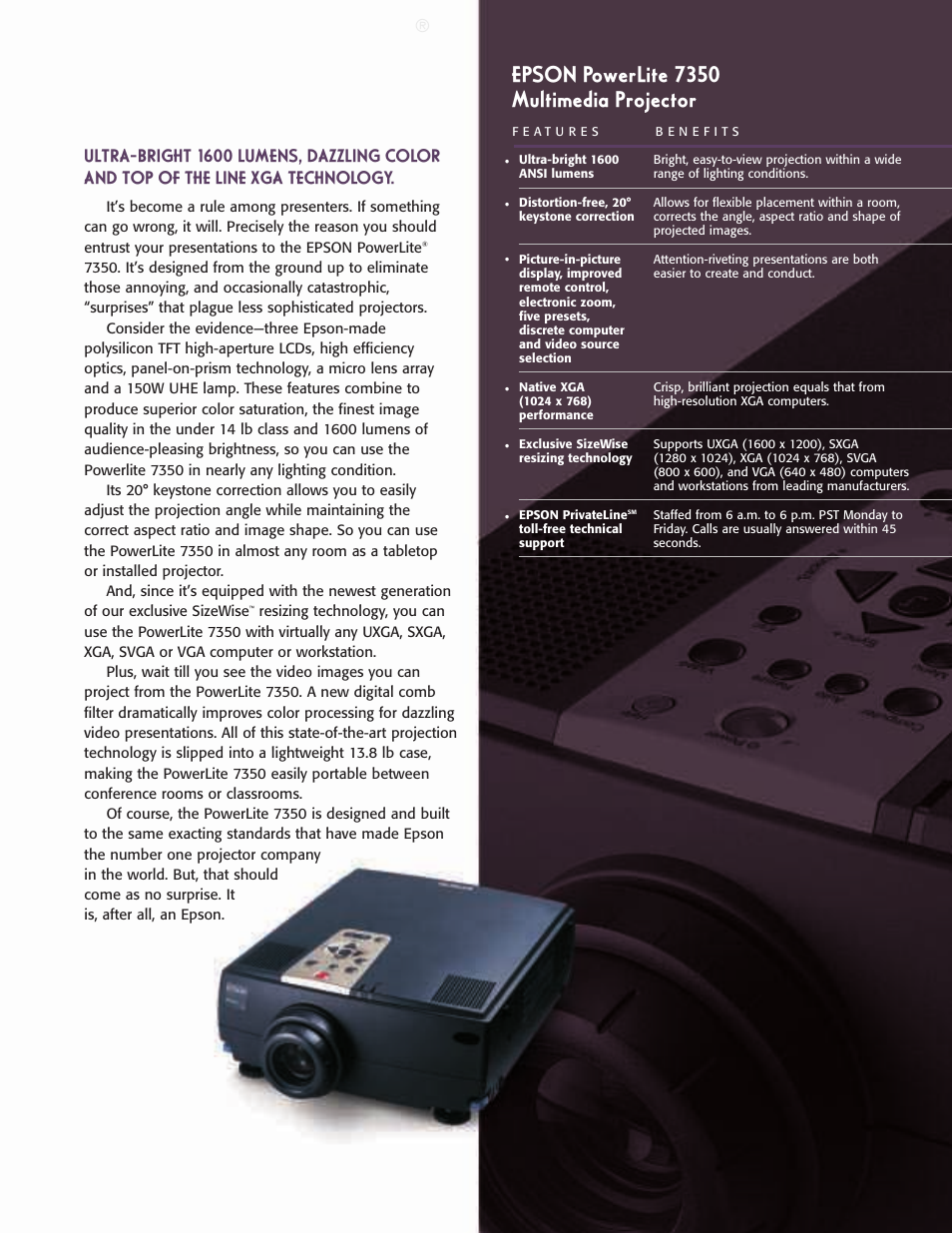 Epson 7350 User Manual | 2 pages