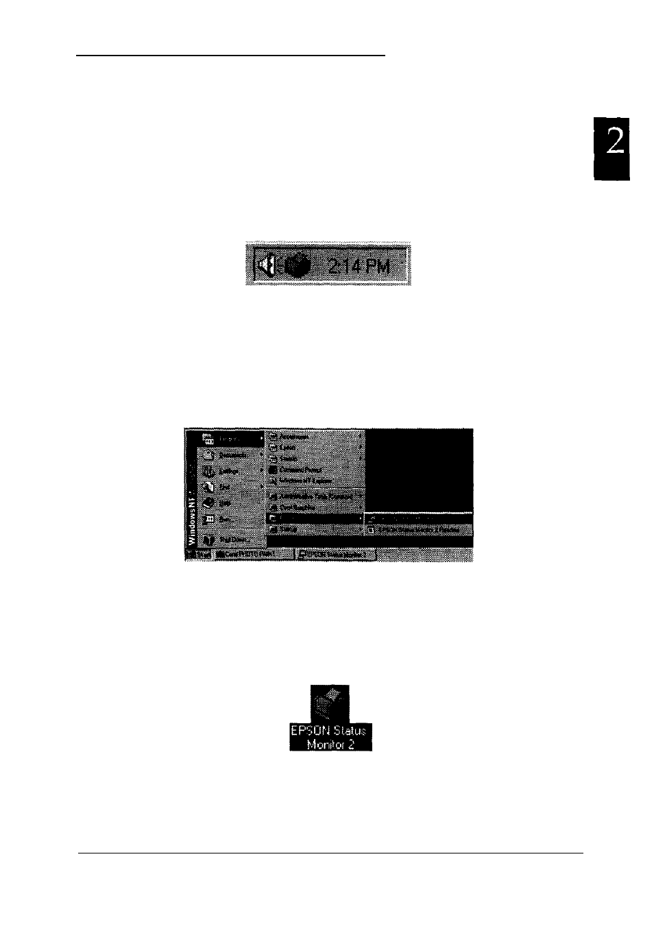 Starting epson status monitor 2, Starting the program in windows 95 and nt 4.0, Starting the program in windows nt 3.51 | Epson C82357 User Manual | Page 26 / 57