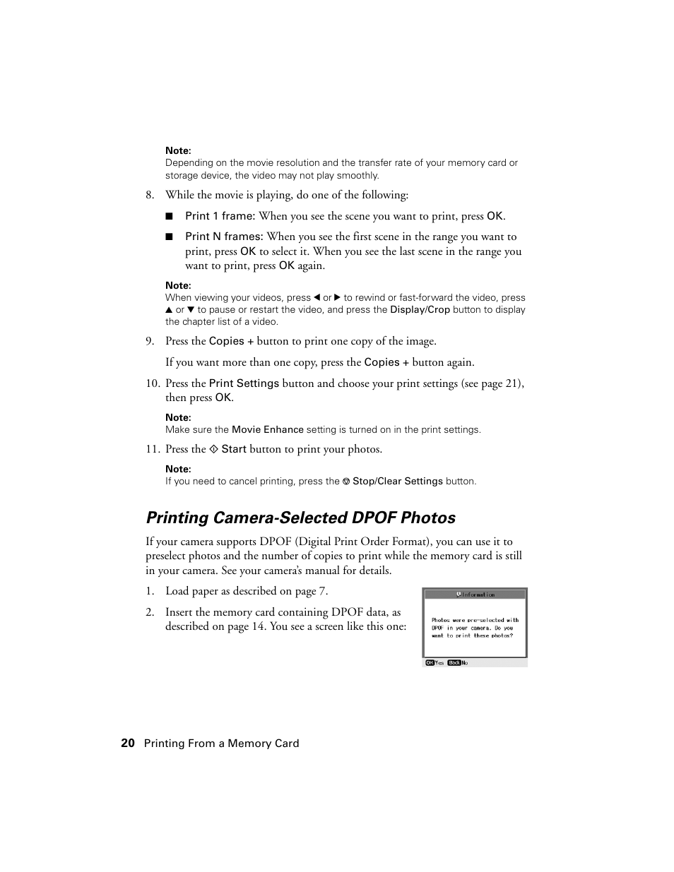 Printing camera-selected dpof photos | Epson R380 User Manual | Page 20 / 72