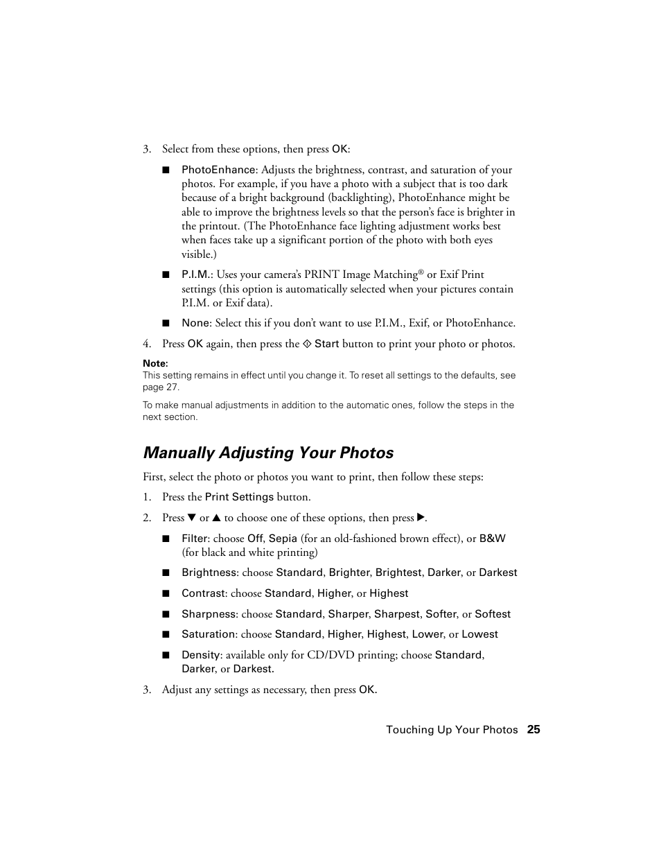 Manually adjusting your photos | Epson R380 User Manual | Page 25 / 72