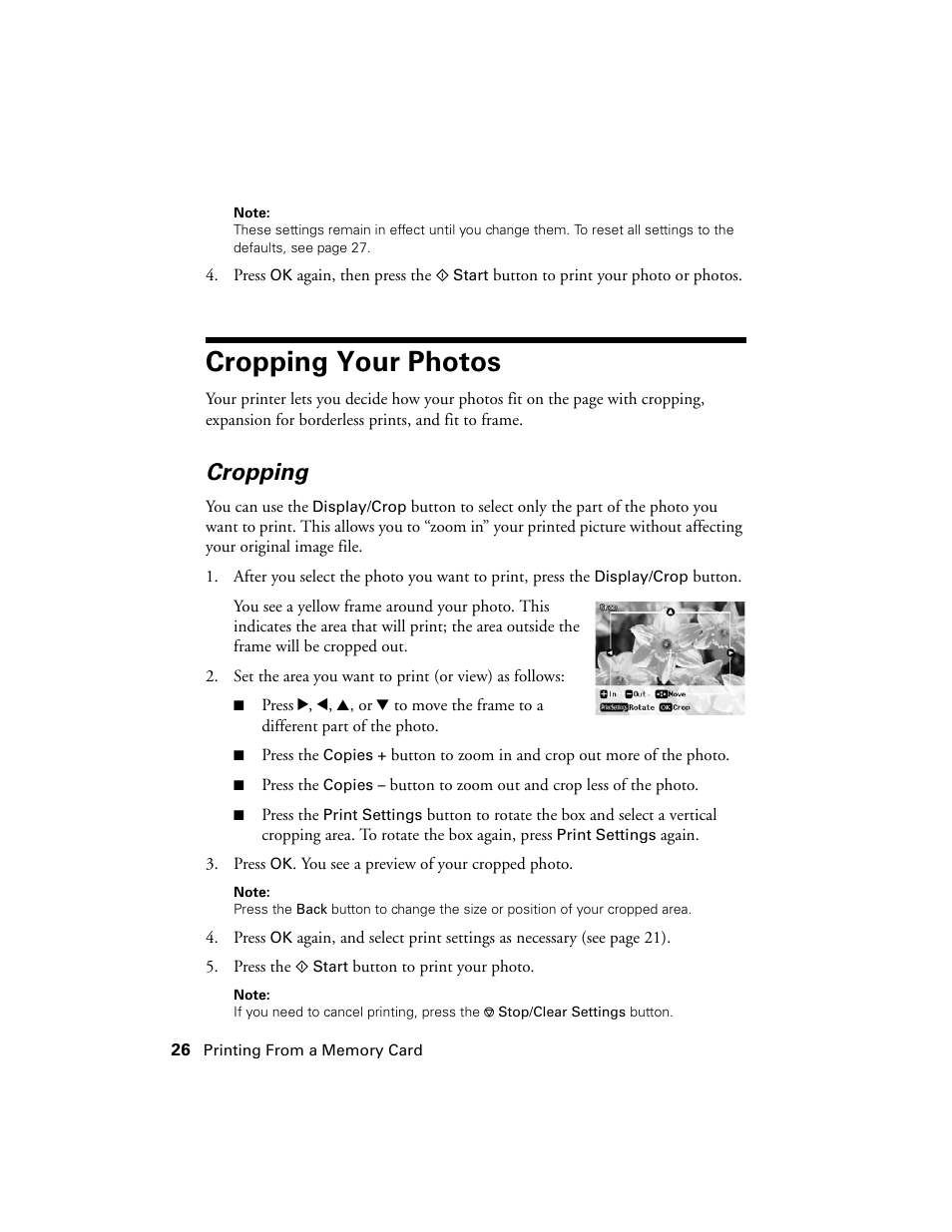 Cropping your photos, Cropping | Epson R380 User Manual | Page 26 / 72