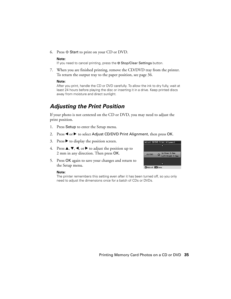 Adjusting the print position | Epson R380 User Manual | Page 35 / 72