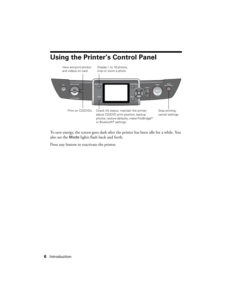 Using the printer’s control panel | Epson R380 User Manual | Page 6 / 72