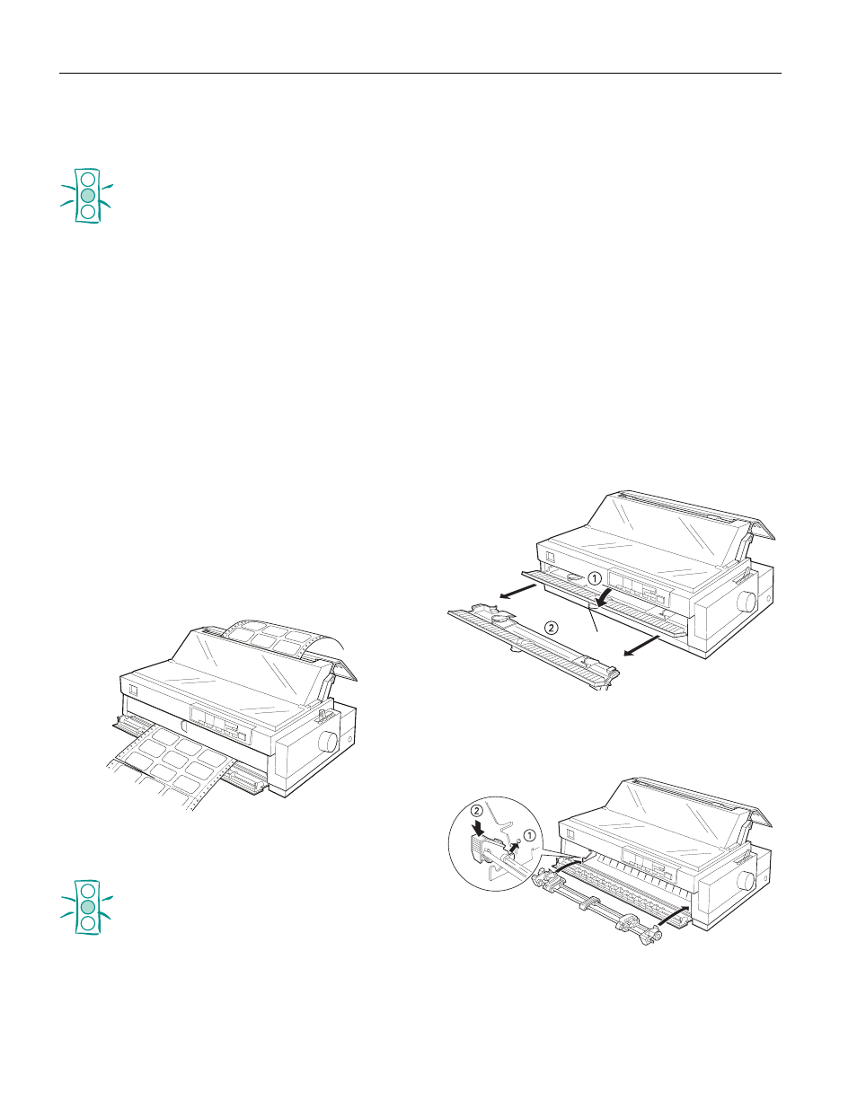 Removing continuous paper with labels, Using the front push tractor (optional), Installing the tractor in the front push position | Epson lq-2080 | Epson 220 User Manual | Page 12 / 28