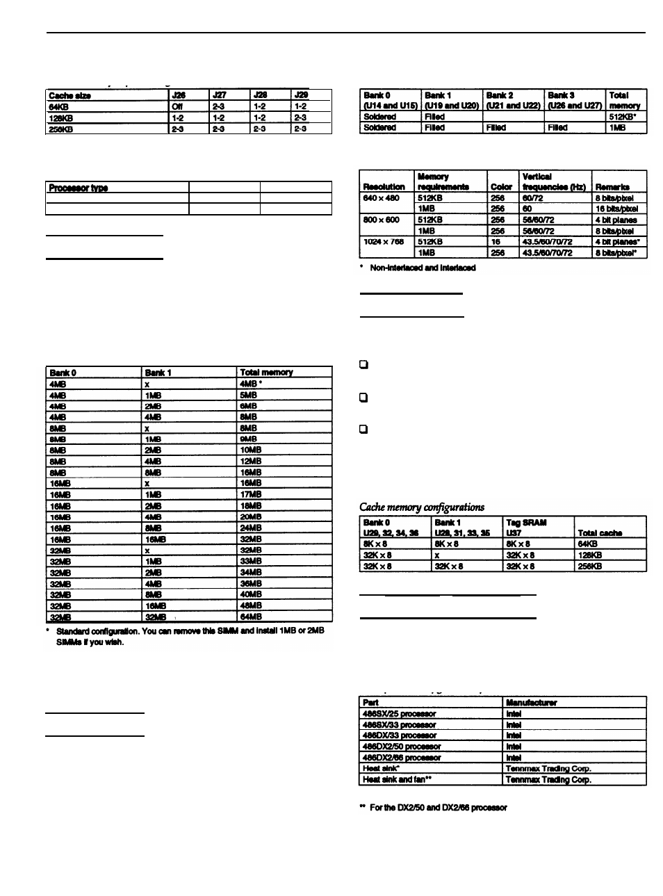 Simm installation, Video memory, External cache | Microprocessor upgrades, Processor type jumper setting, Epson el 486uc | Epson 486 UC+ User Manual | Page 4 / 9