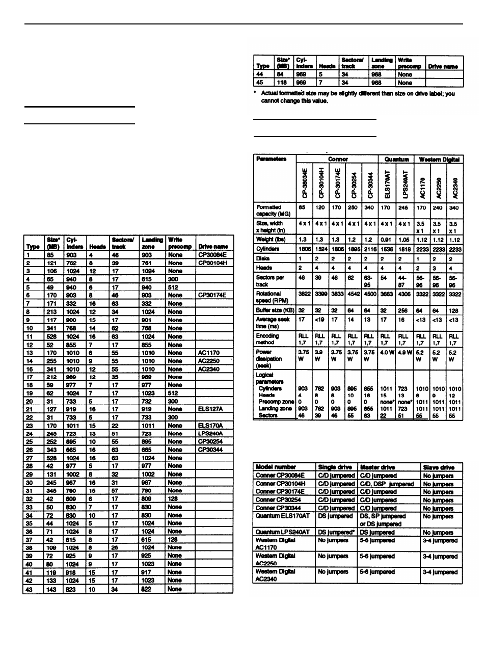 Hard disk drive types, Drive option information, Epson | Epson 486 UC+ User Manual | Page 5 / 9