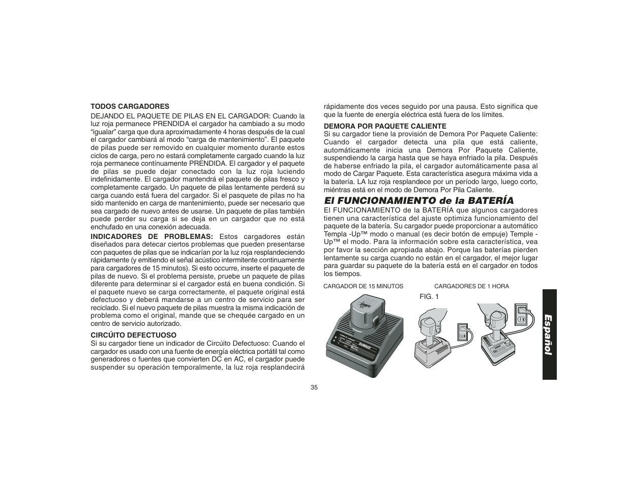 Español, El funcionamiento de la batería | Epson DW935 User Manual | Page 37 / 46
