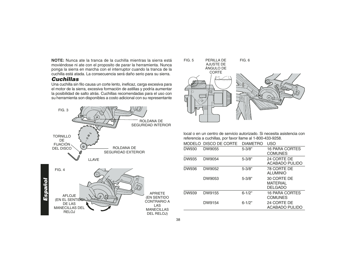 Español, Cuchillas | Epson DW935 User Manual | Page 40 / 46