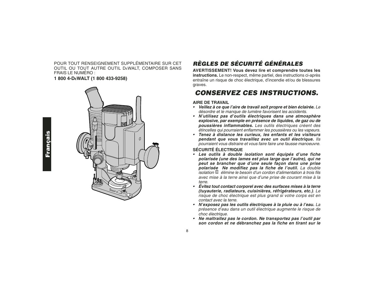 Conservez ces instructions, Règles de sécurité générales, Français | Epson DW621 User Manual | Page 11 / 28