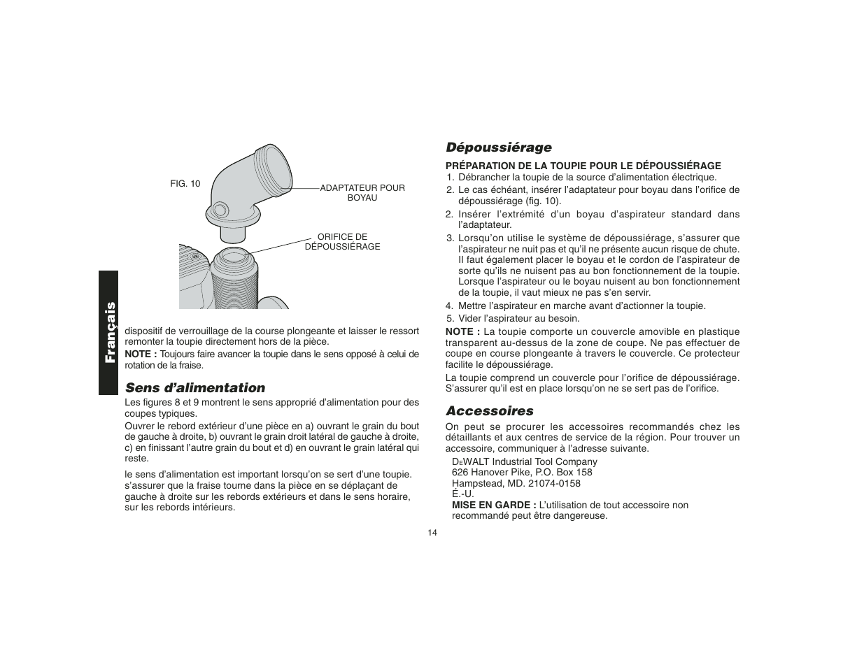 Sens d’alimentation, Dépoussiérage, Accessoires | Français | Epson DW621 User Manual | Page 17 / 28
