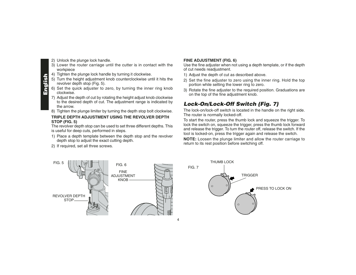 Lock-on/lock-off switch (fig. 7), English | Epson DW621 User Manual | Page 7 / 28