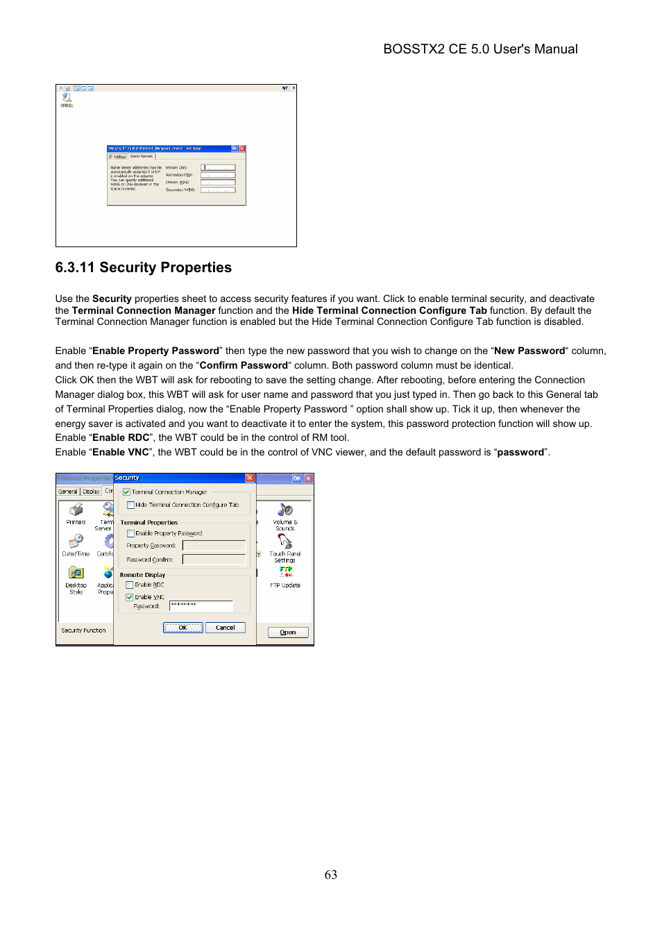 11 security properties, Bosstx2 ce 5.0 user's manual | Epson Windows-Based Terminal BOSSTX2 CE 5.0 User Manual | Page 68 / 88