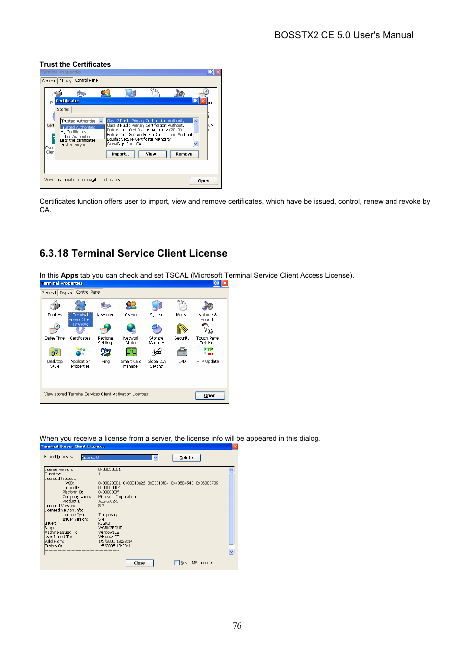 18 terminal service client license | Epson Windows-Based Terminal BOSSTX2 CE 5.0 User Manual | Page 81 / 88