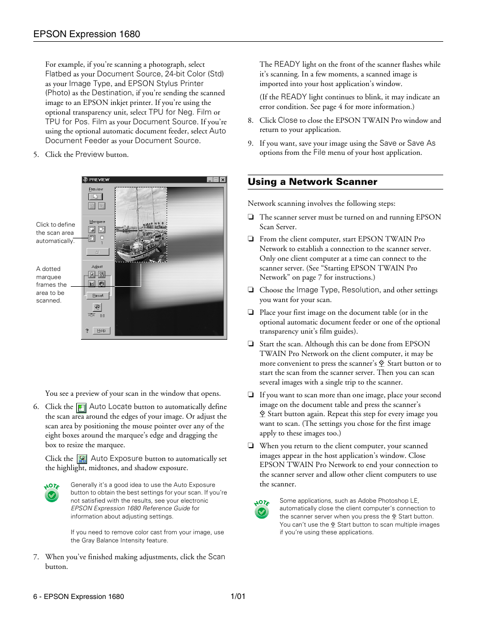Using a network scanner | Epson Expression 1680 User Manual | Page 6 / 8