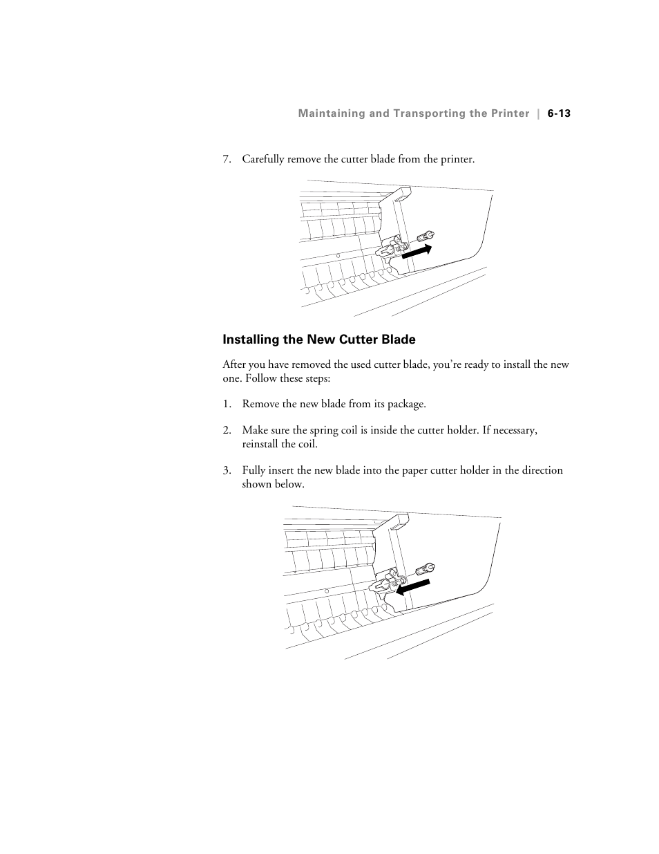 Installing the new cutter blade, Installing the new cutter blade -13 | Epson StylusPro10000 User Manual | Page 129 / 168