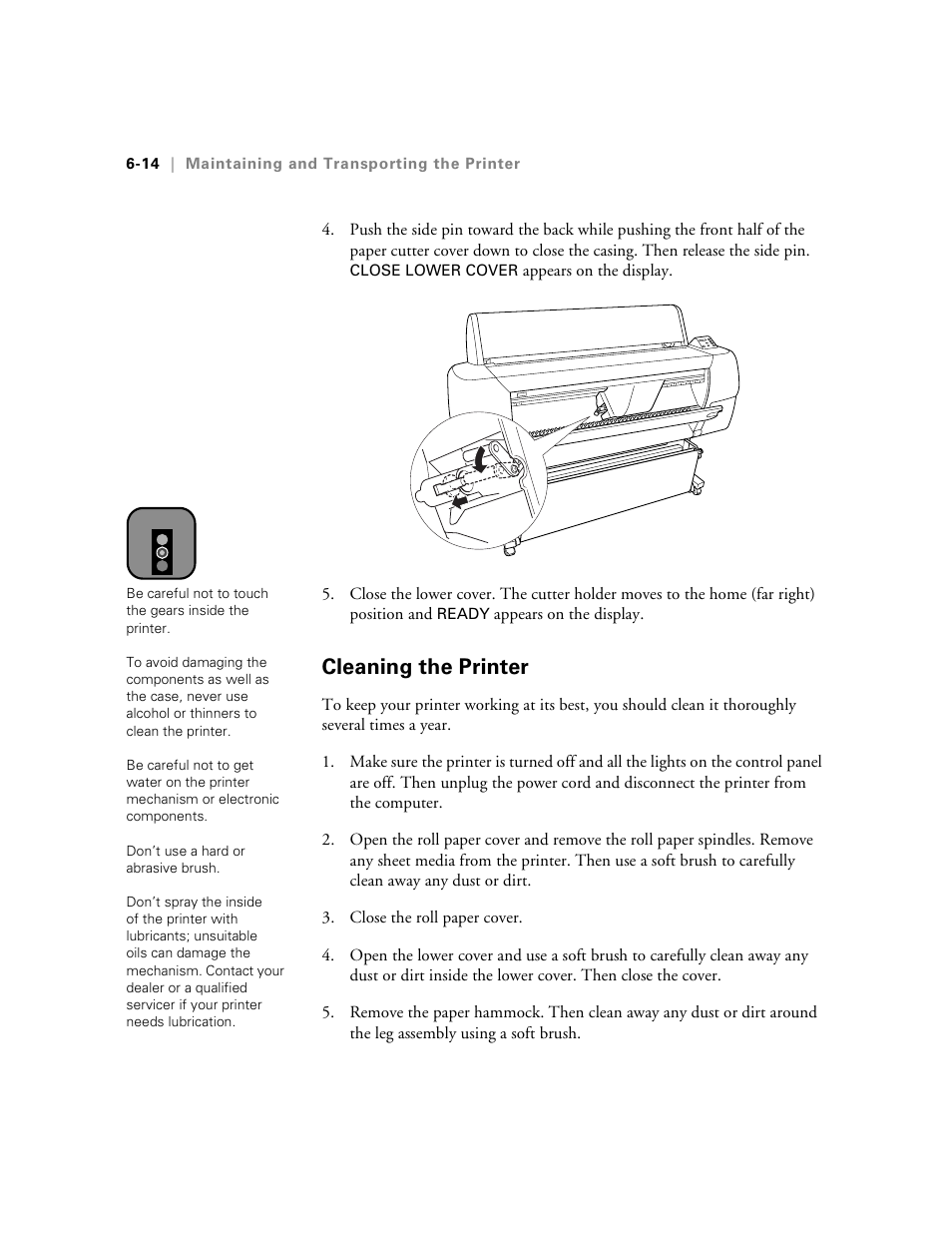 Cleaning the printer, Index | Epson StylusPro10000 User Manual | Page 130 / 168