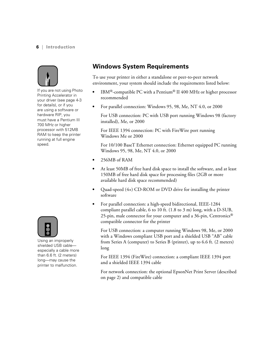 Windows system requirements | Epson StylusPro10000 User Manual | Page 14 / 168