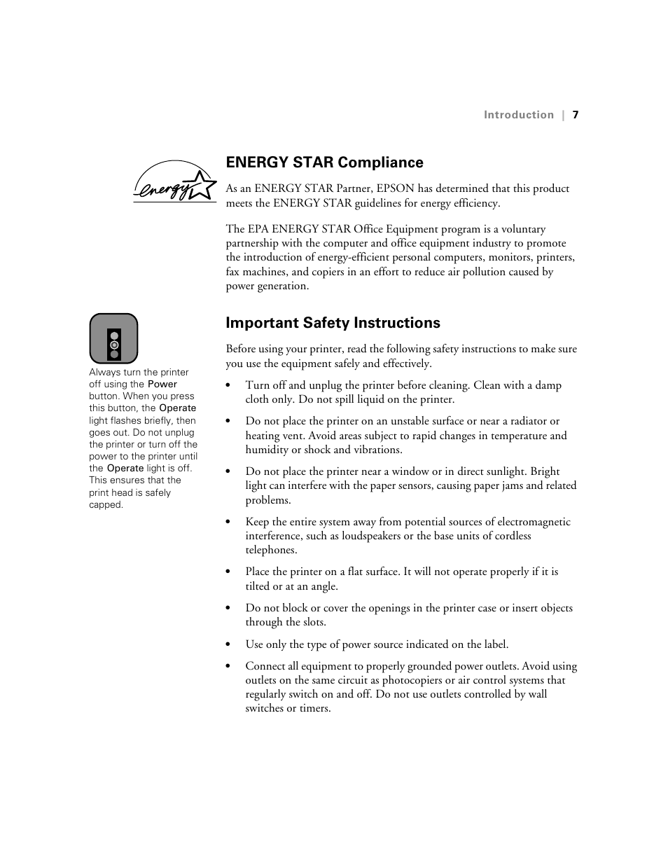 Energy star compliance, Important safety instructions | Epson StylusPro10000 User Manual | Page 15 / 168