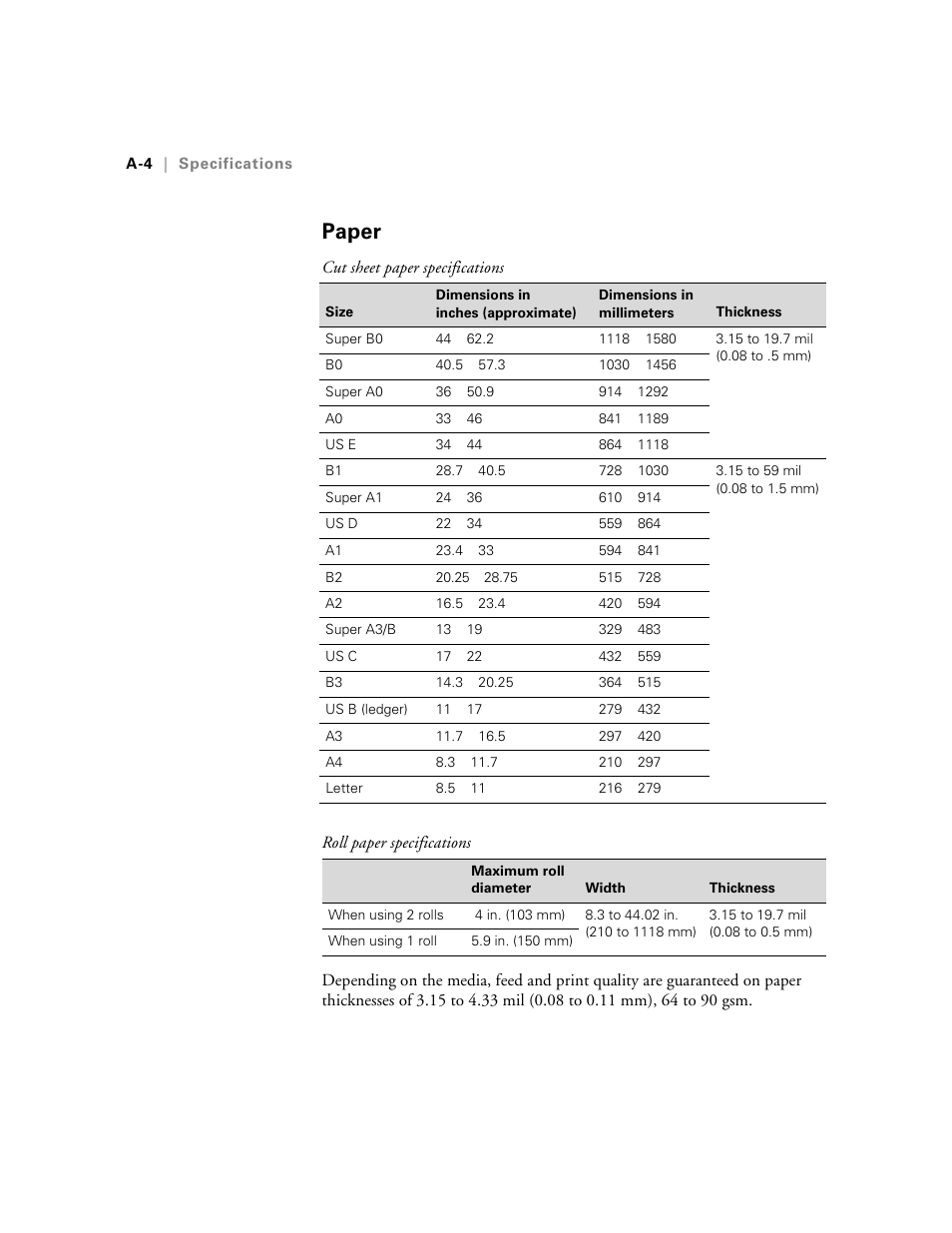 Paper | Epson StylusPro10000 User Manual | Page 154 / 168
