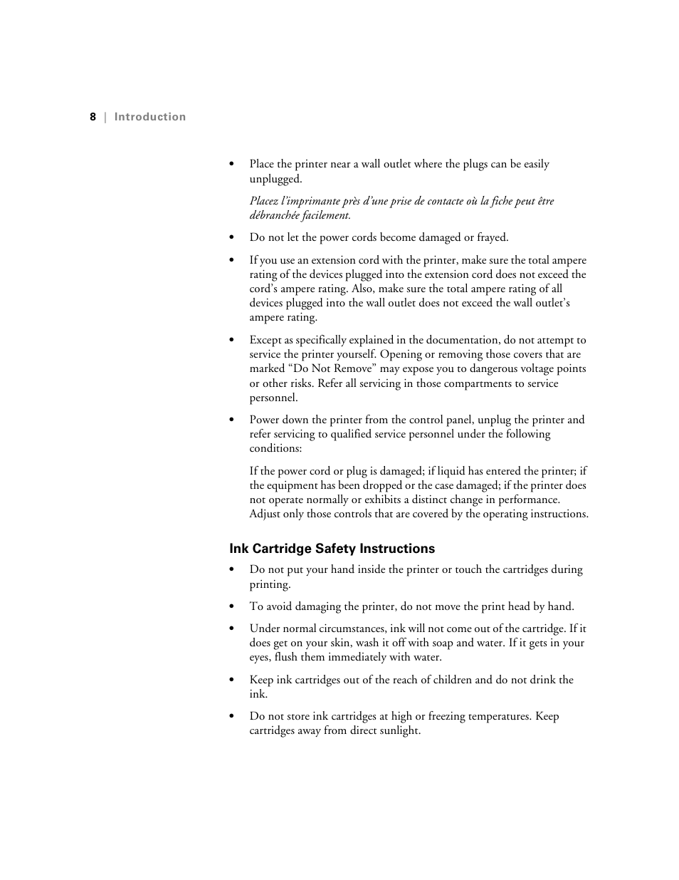 Ink cartridge safety instructions | Epson StylusPro10000 User Manual | Page 16 / 168