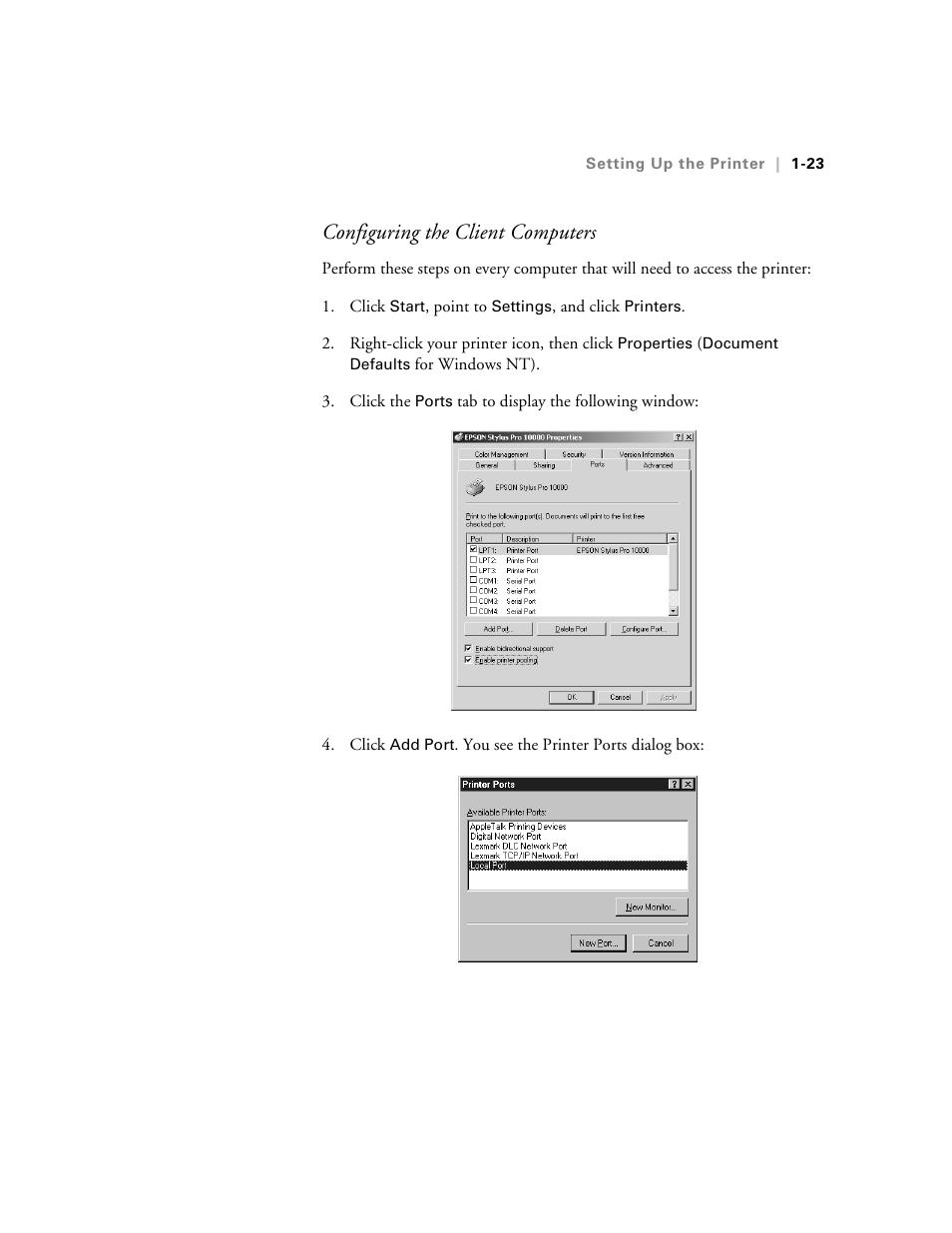Configuring the client computers | Epson StylusPro10000 User Manual | Page 41 / 168