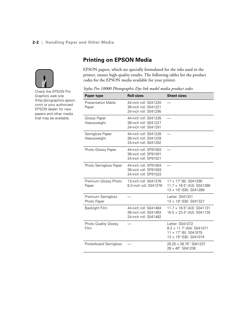Printing on epson media, Printing on epson media -2 | Epson StylusPro10000 User Manual | Page 48 / 168