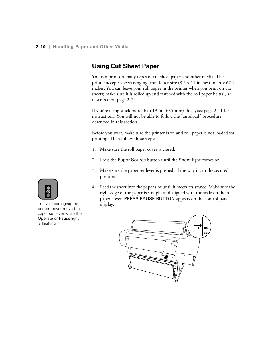 Using cut sheet paper, Using cut sheet paper -10 | Epson StylusPro10000 User Manual | Page 56 / 168