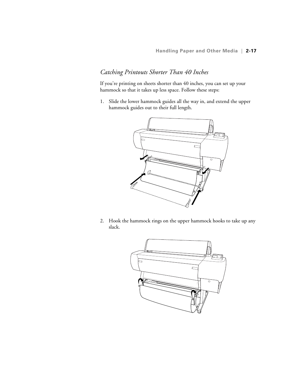 Catching printouts shorter than 40 inches | Epson StylusPro10000 User Manual | Page 63 / 168