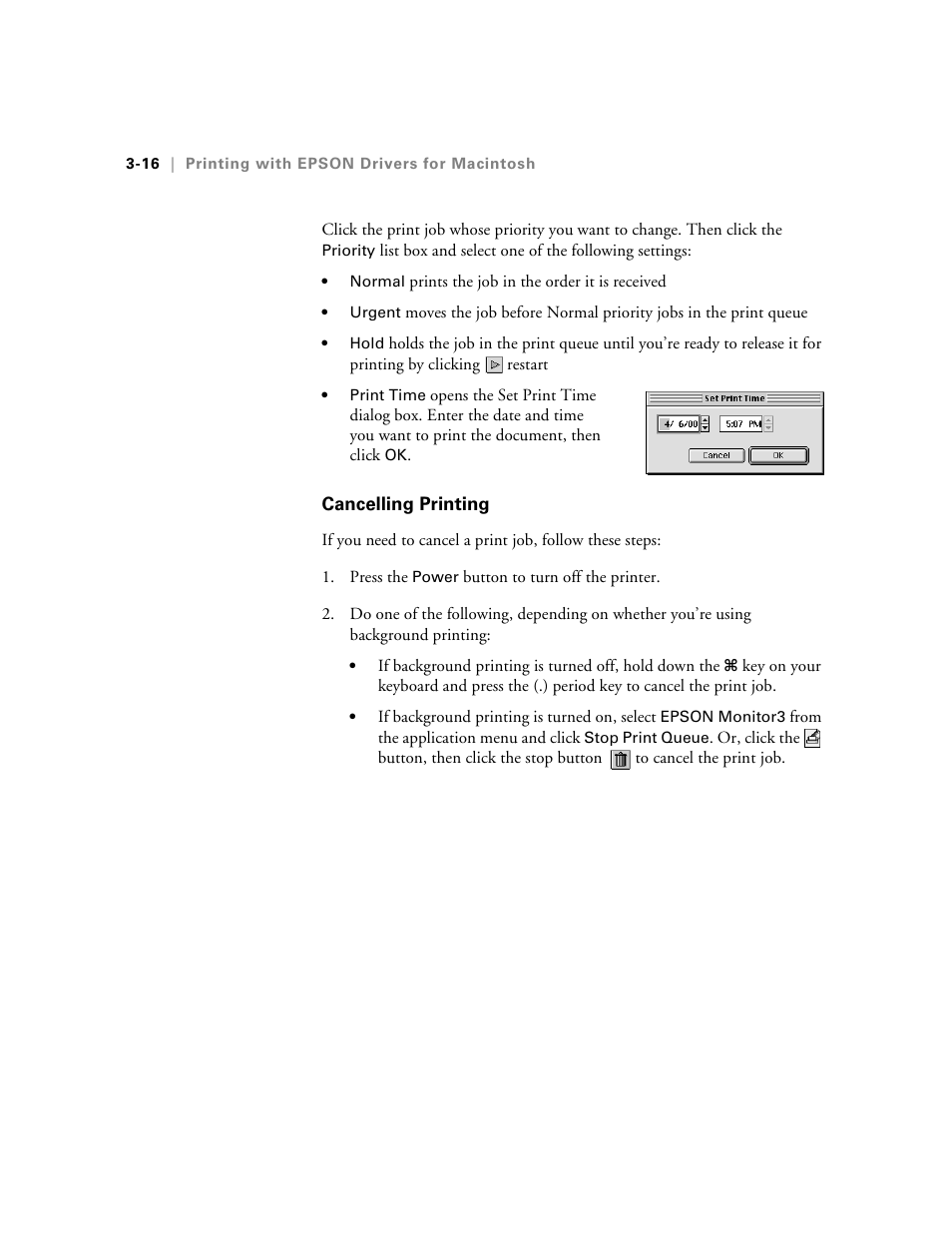 Cancelling printing, Cancelling printing -16 | Epson StylusPro10000 User Manual | Page 82 / 168