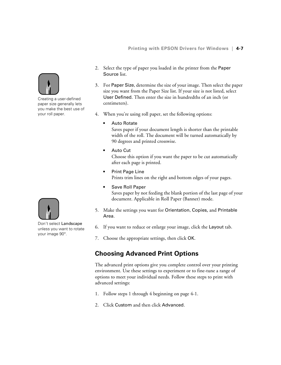 Choosing advanced print options, Choosing advanced print options -7 | Epson StylusPro10000 User Manual | Page 93 / 168