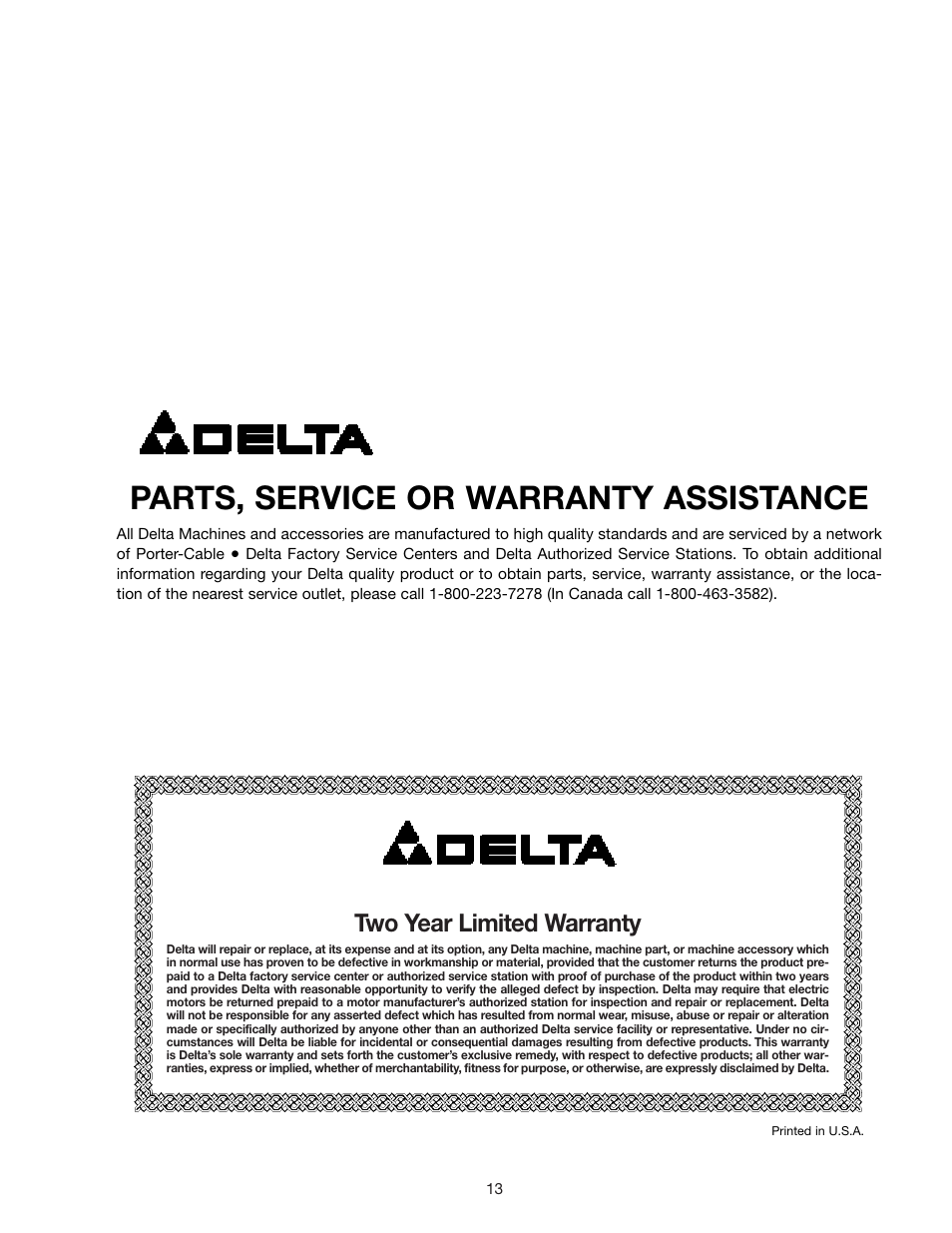 Parts, service or warranty assistance, Two year limited warranty | Epson 28-293 User Manual | Page 13 / 16