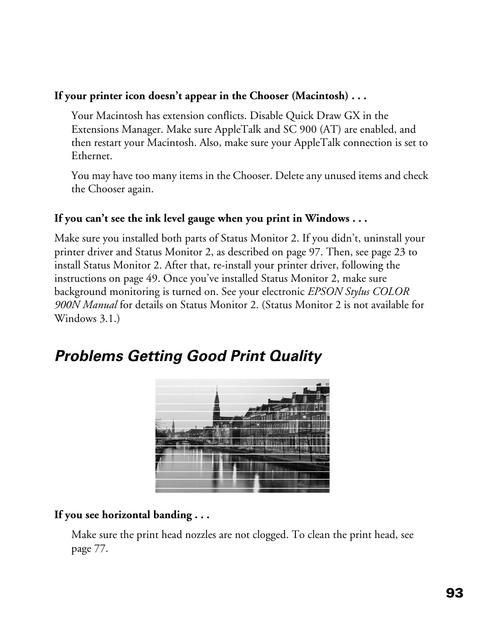 Problems getting good print quality | Epson 900N User Manual | Page 100 / 125