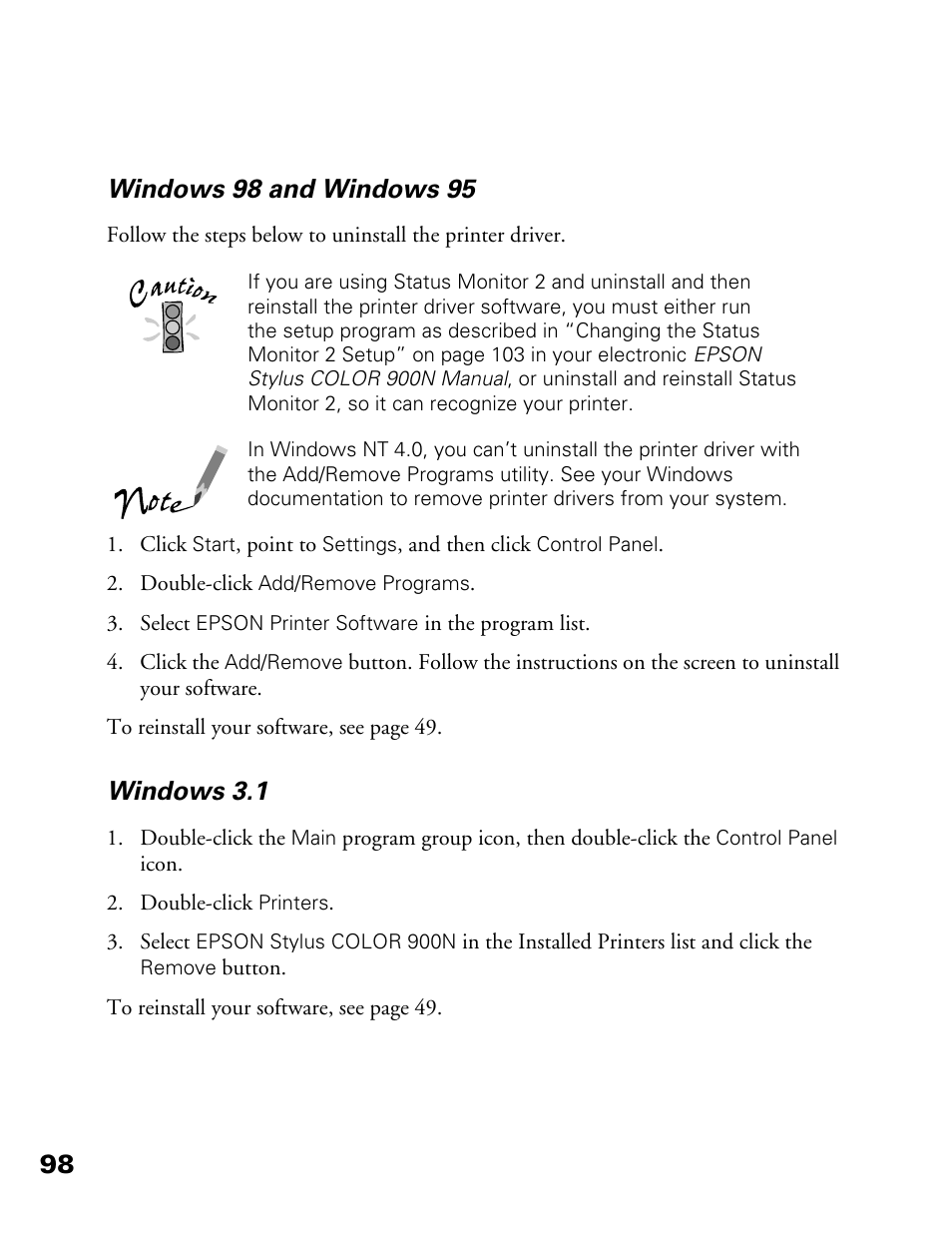 Windows 3.1 | Epson 900N User Manual | Page 105 / 125