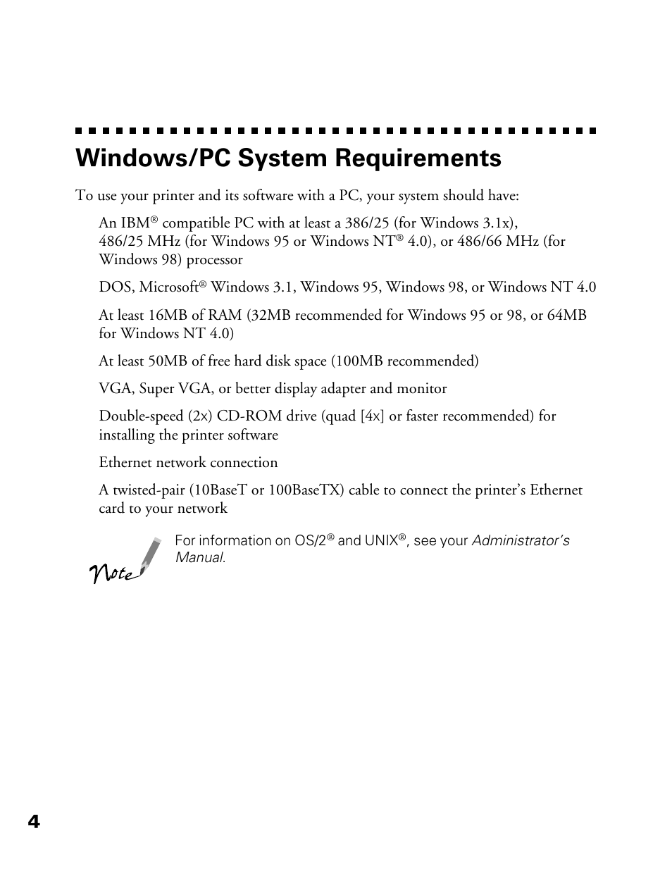 Windows/pc system requirements | Epson 900N User Manual | Page 11 / 125